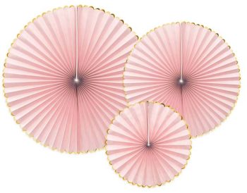 Διακοσμητικές Βεντάλιες Ροζ & Χρυσό - 3 τμχ.