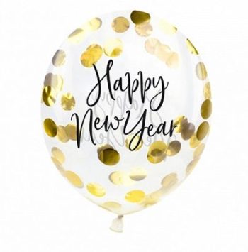 Σετ μπαλόνια Happy New Year με κομφετί - 3 τμχ.