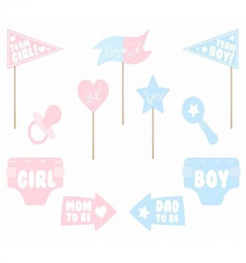 Στικάκια PhotoBooth Gender Reveal party - 11 τμχ.