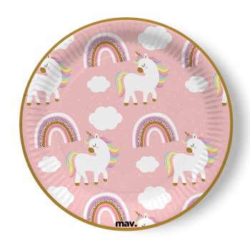 Πιάτα Φαγητού Μονόκερος - Ουράνιο Τόξο - 8 τμχ.