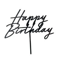Cake Topper Happy Birthday Μαύρο
